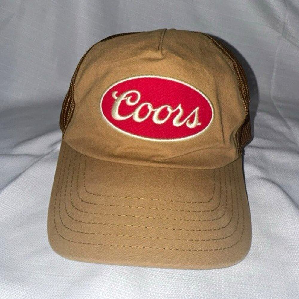 Coors Banquet Tan Mesh Back Adjustable Trucker Baseball Hat Cap Breweriana